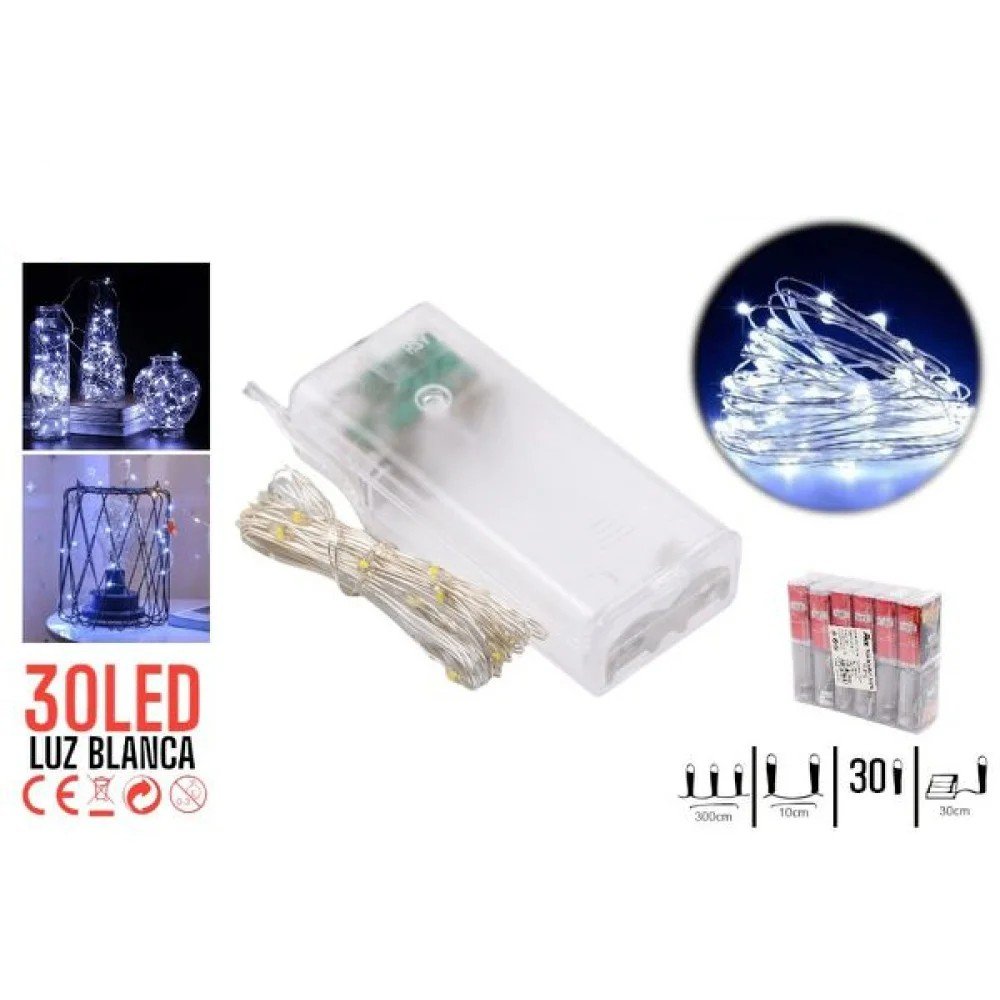 H17 30L LED PILAS HILO COBRE LUZ BLANCA 30L-12 pza por mayor en Chile