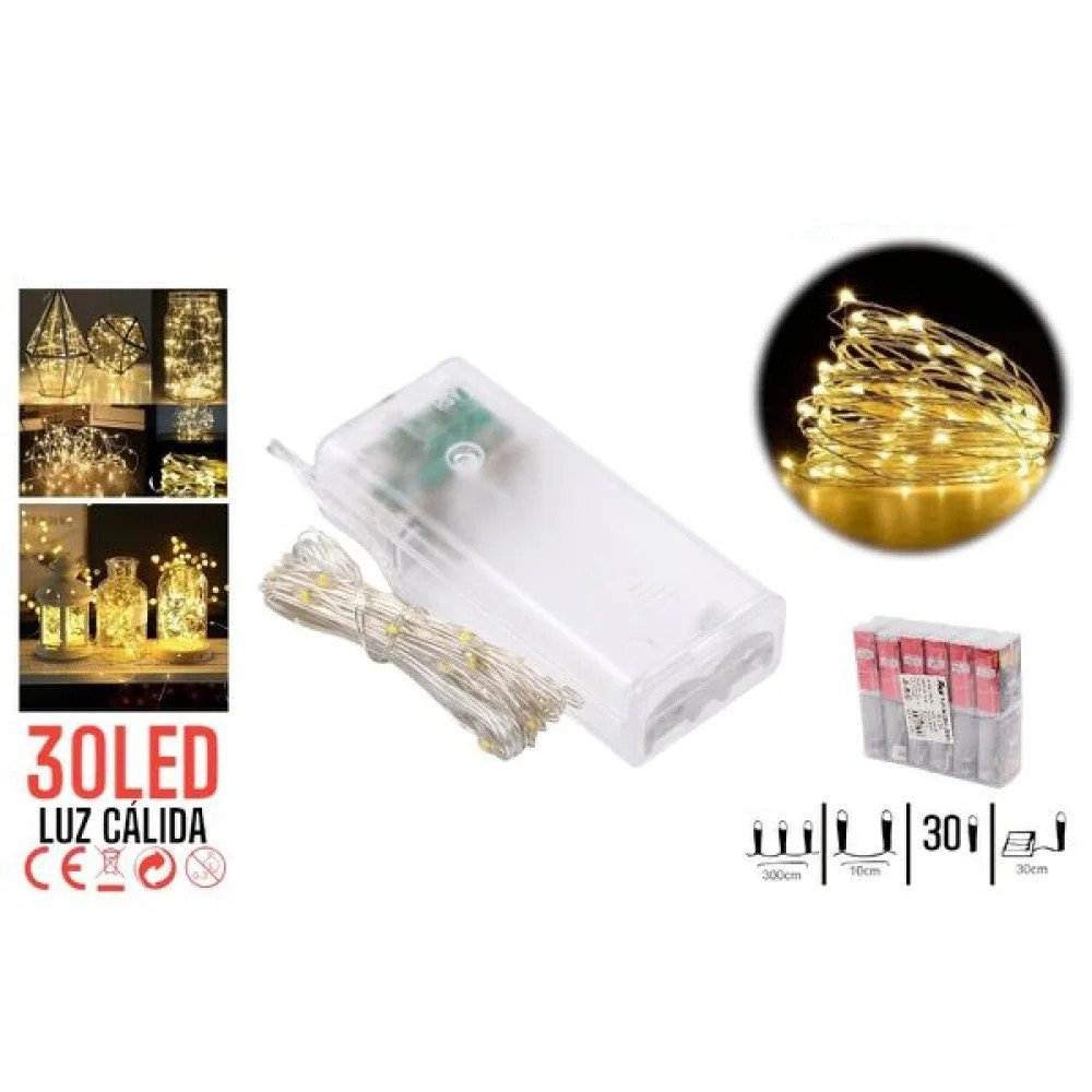 H17 30L LED PILAS HILO COBRE LUZ CALIDA 30L-12 pza por mayor en Chile