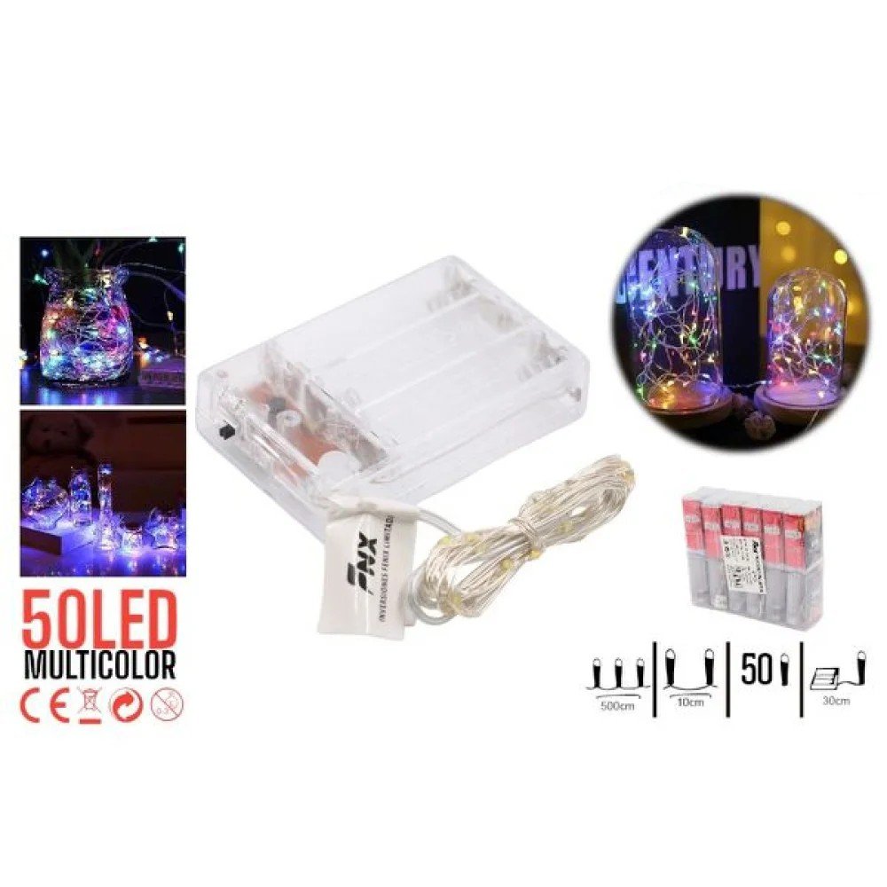H17 50L LED PILAS HILO COBRE LUZ 4 COLORES 50L-12 pza por mayor en Chile