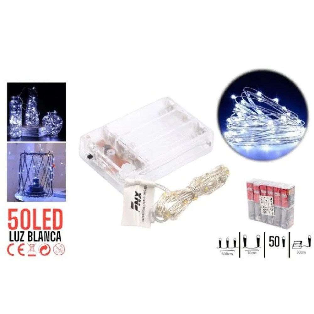 H17 50L LED PILAS HILO COBRE LUZ BLANCA 50L-12 pza por mayor en Chile