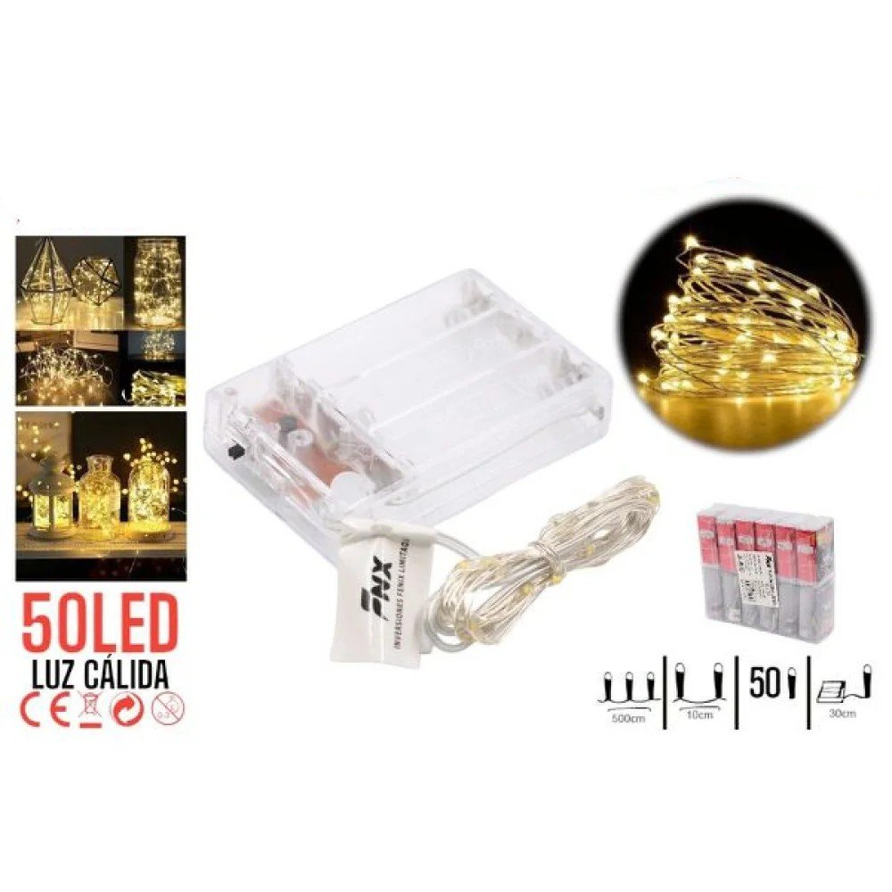 H17 50L LED PILAS HILO COBRE LUZ CALIDA 50L-12 pza por mayor en Chile