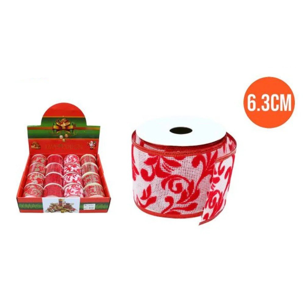 Cinta Navideña Decorativa 6,3 CM-16 pza por mayor en Chile