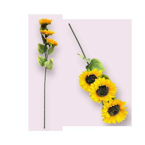 RAMA 3 GIRASOLES ARTIFICIAL 14 X 90 CM por mayor en Chile