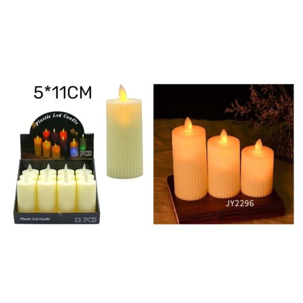 VELA LED LADO RAYADO GRANDE 12 PZA- 5 X 11 CM por mayor en Chile