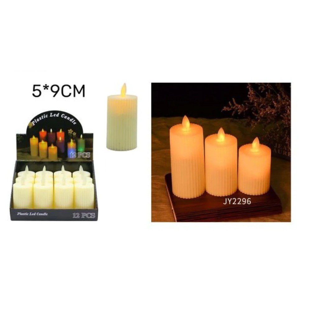 VELA LED LADO RAYADO MEDIANA 12 PZA- 5 X 9 CM por mayor en Chile