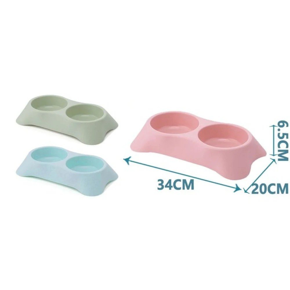 PLATO DOBLE PARA MASCOTA 34 X 20 X 6,5 CM por mayor en Chile