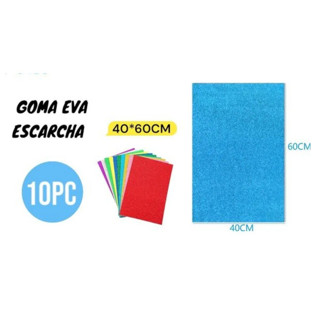 GOMA EVA ESCARCHA AZUL LAGO 10 PZA-40 X 60 CM por mayor en Chile