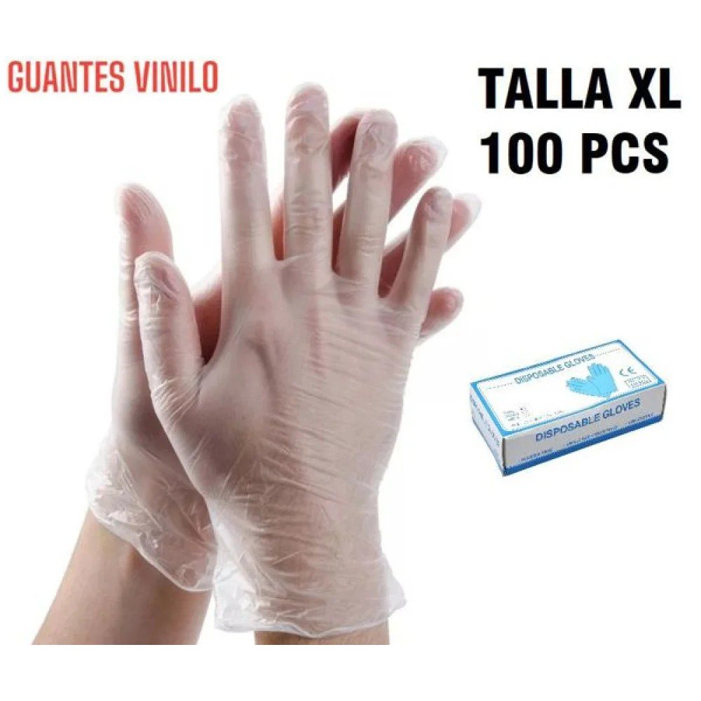 GUANTES DE VINILO TALLA XL 100 PZA por mayor en Chile