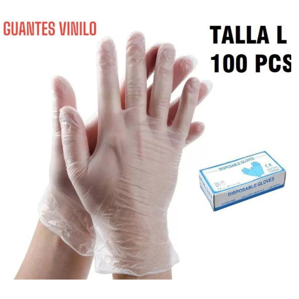 GUANTES DE VINILO TALLA L- 100 PZA por mayor en Chile