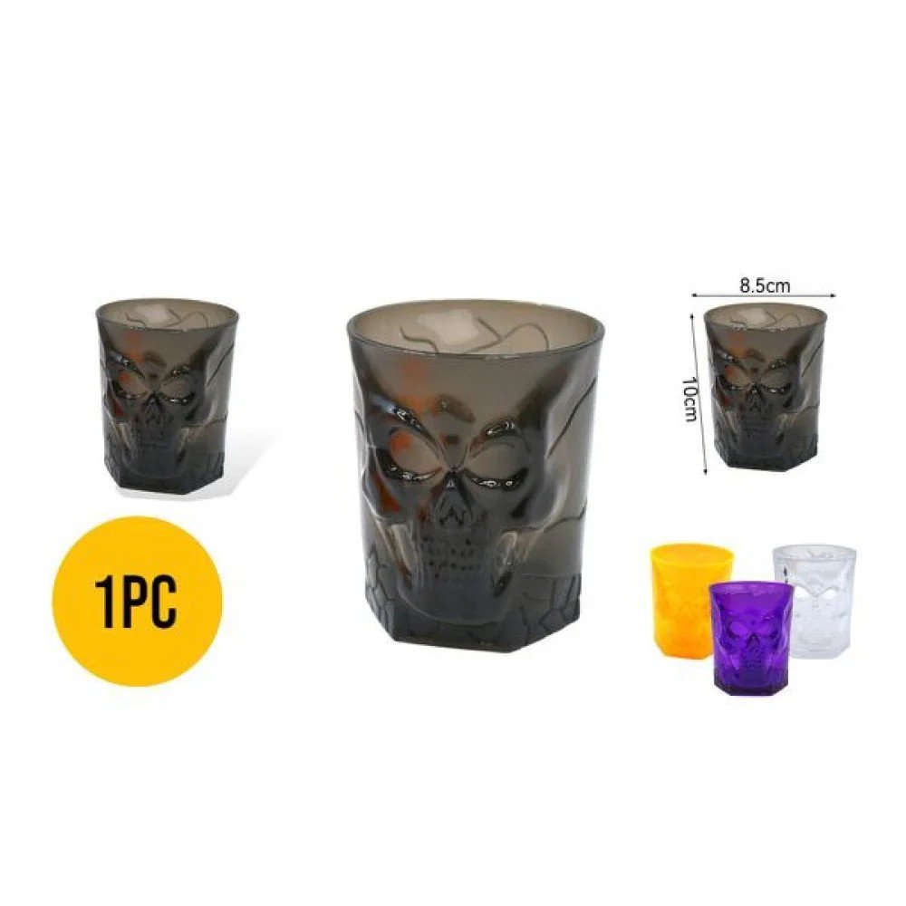 HALLOWEEN VASO CALAVERA TRANSLUCIDO 8,5 X 10 CM por mayor en Chile