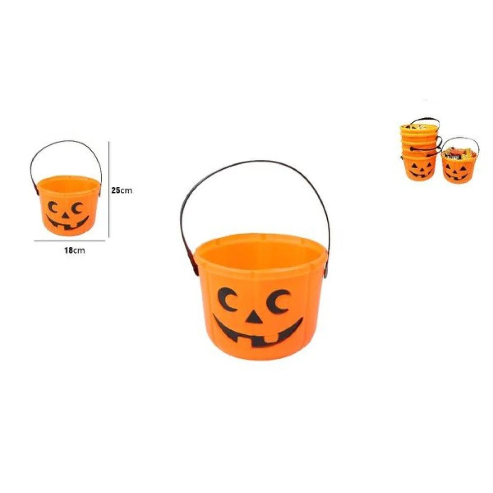HALLOWEEN BARRIL CON ASA CALABAZA 18 X 25 CM por mayor en Chile