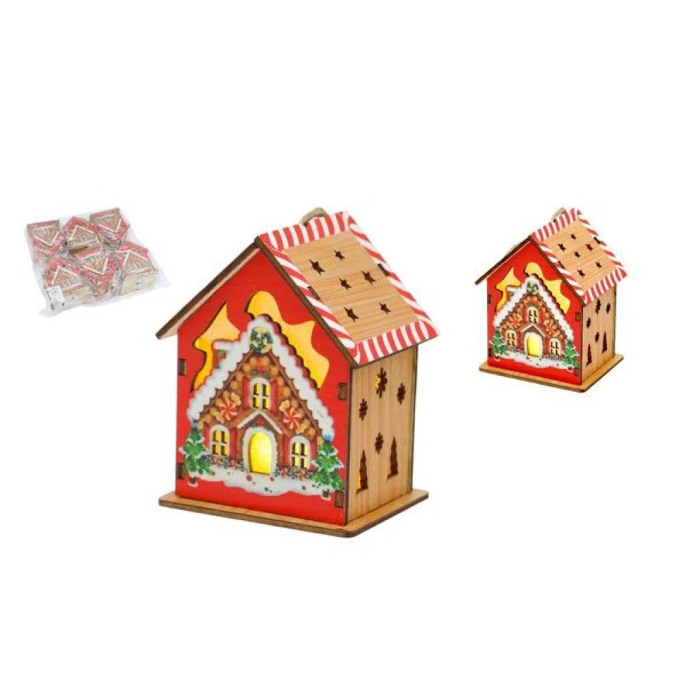 NAVIDAD COLGANTE CAJA CASA ROJA 9cm por mayor en Chile