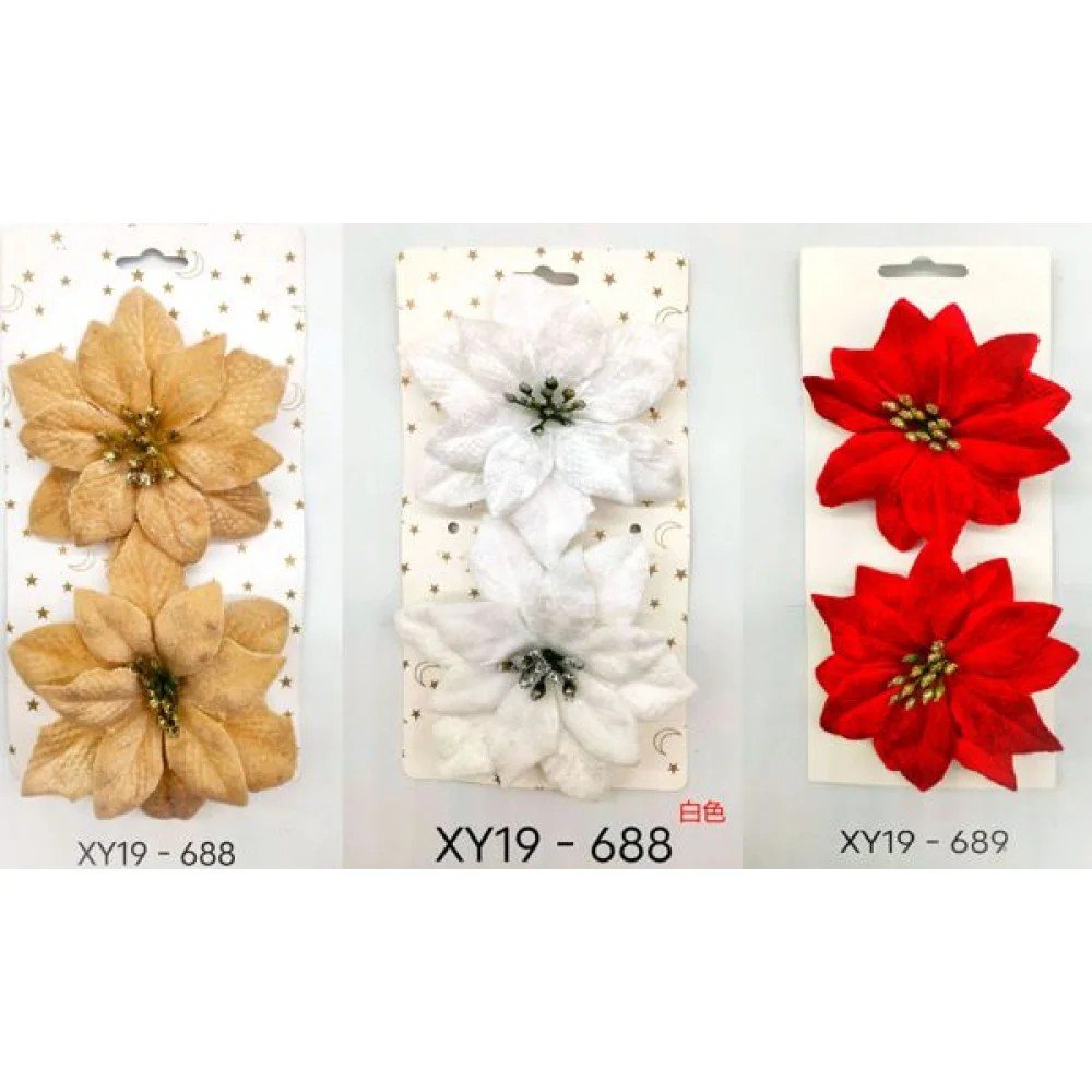 NAVIDAD FLOR 6 PUNTAS 2 CAPAS 2 PZA por mayor en Chile