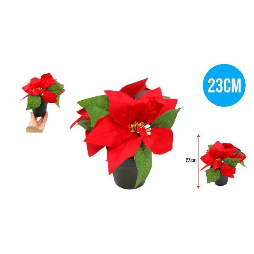 NAVIDAD MACETA FLOR*2 ROJA 23 CM por mayor en Chile