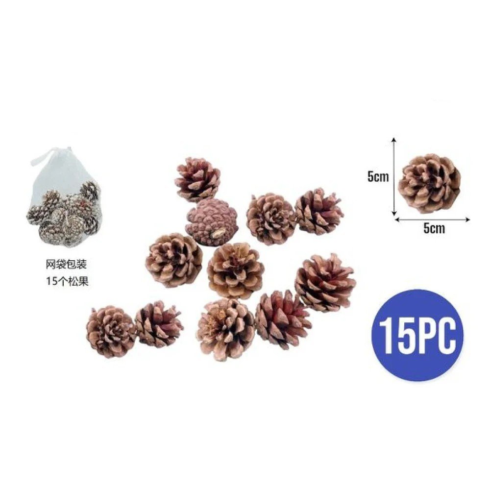 NAVIDAD MALLA PIÑAS MARRON TONOS 15 PZA por mayor en Chile