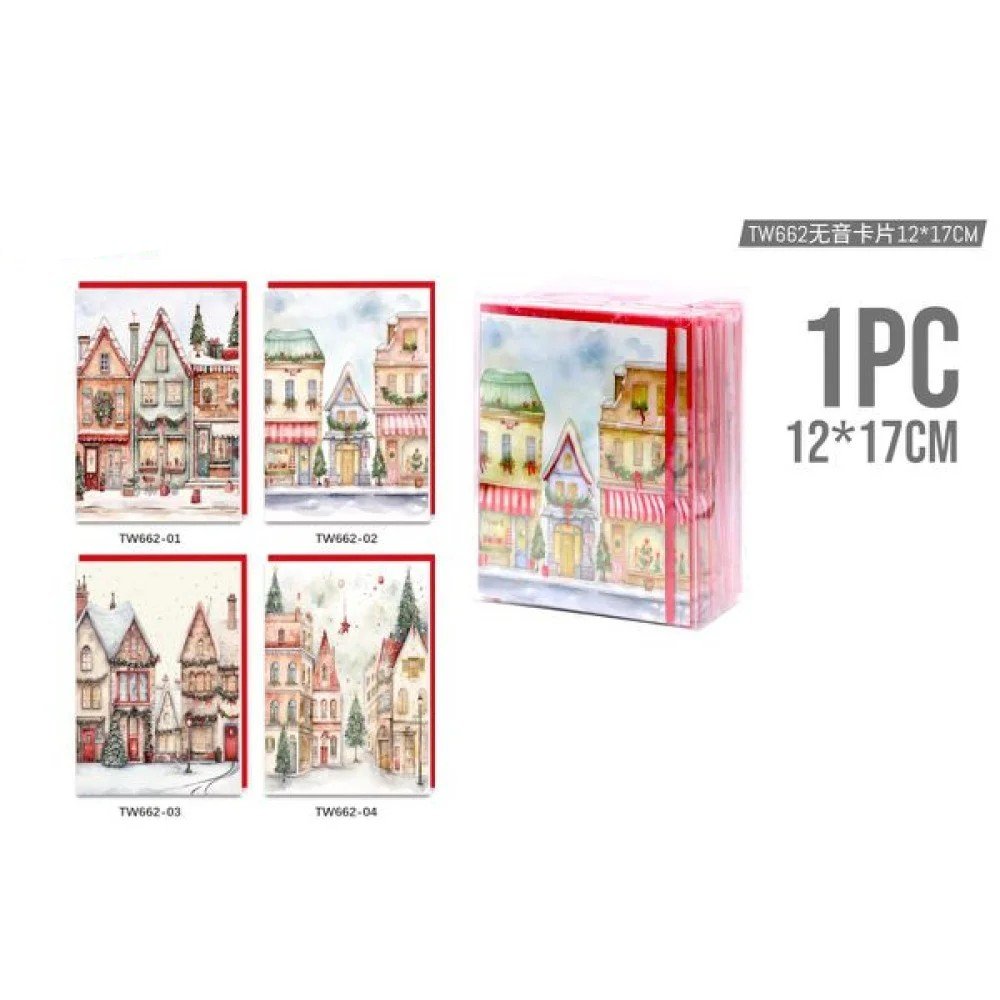 NAVIDAD TARJETA SIMPLE CASAS 12 X 17 CM por mayor en Chile