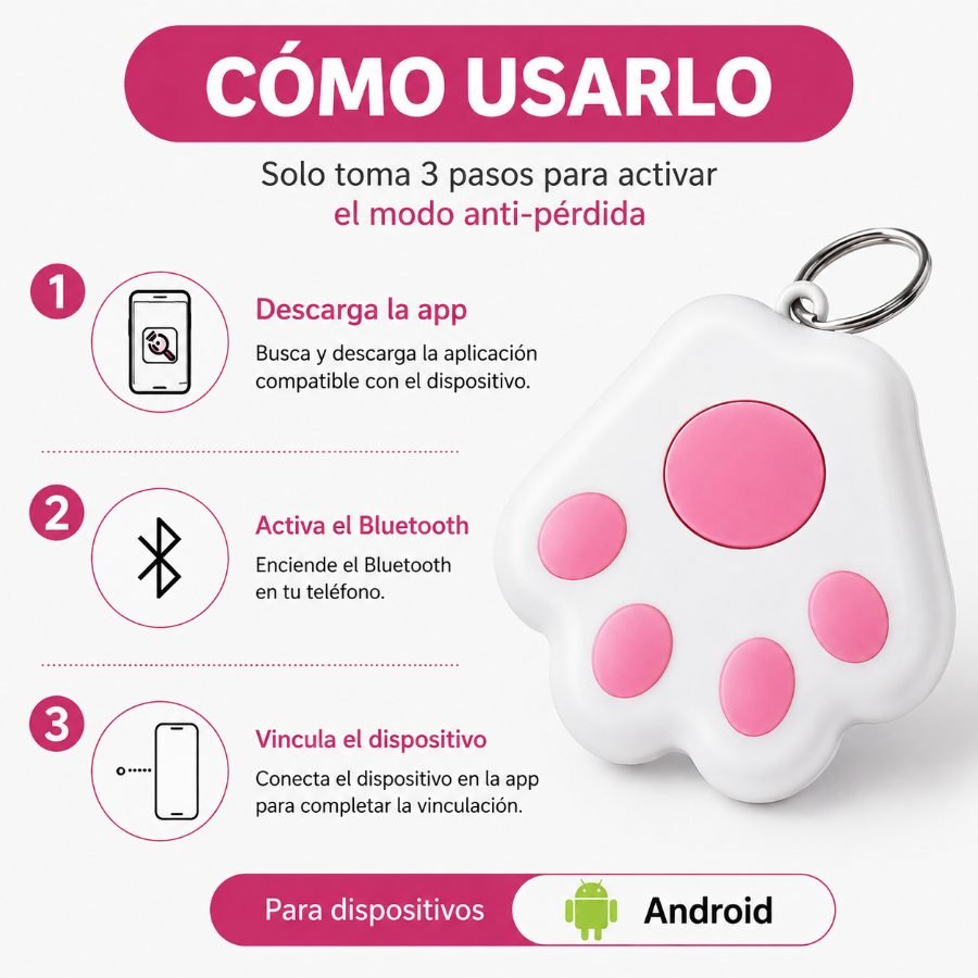 Localizador bluetooth multifunción — dije huella anti-pérdida para mascotas, llaves... mayorista — imagen 3