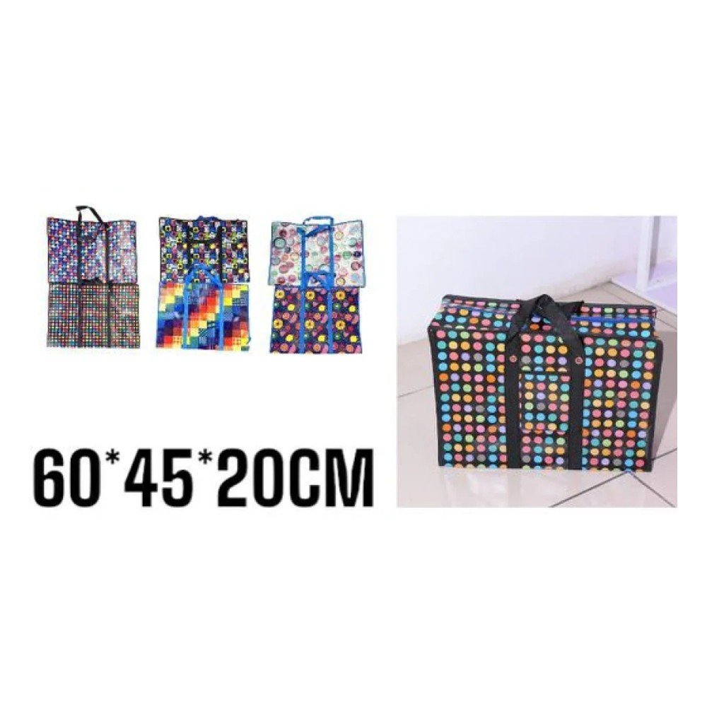 BOLSA MATUTERA TEJIDO ESTAMPADO REPETIDO 60 X 45 X 20 CM por mayor en Chile