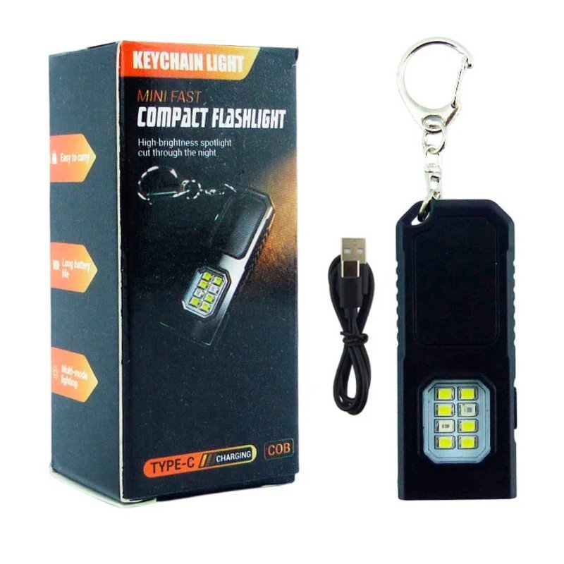Linterna Llavero Mini Con 1 LED COB Mas 8 LED Y Baliza. 6.7 cm x 2.6 cm x 1.5 cm por mayor en Chile