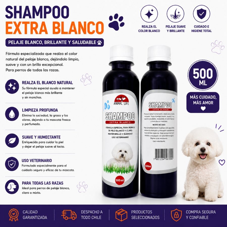 SHAMPO EXTRA BLANCO 500 ML por mayor en Chile