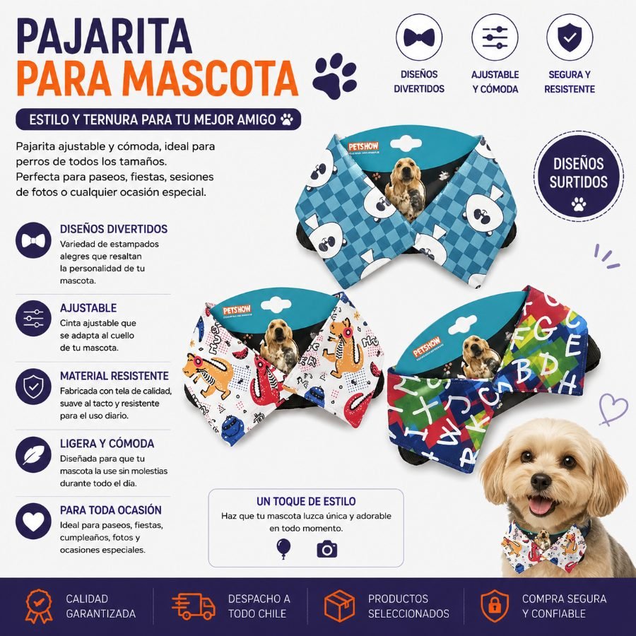 PAJARITA PARA MASCOTA ESTANDAR por mayor en Chile