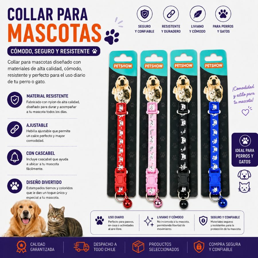 COLLAR PARA MASCOTA 1,0 1 PZA por mayor en Chile