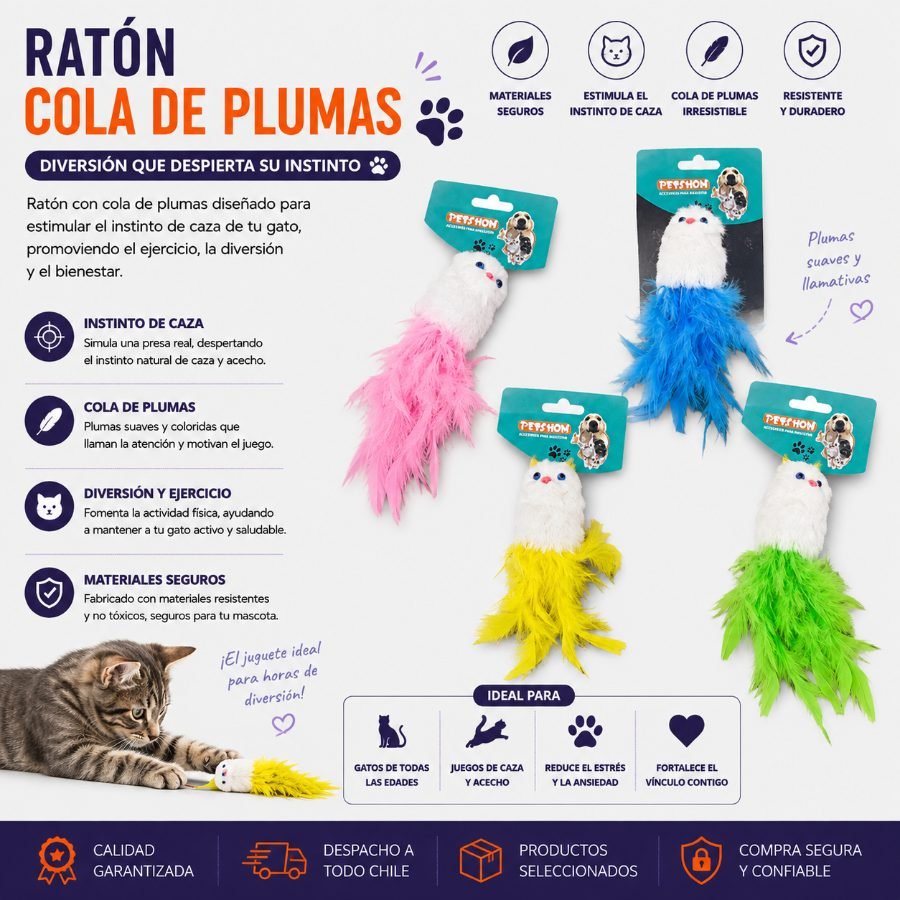 RATON COLA DE PLUMAS 1 PZA por mayor en Chile