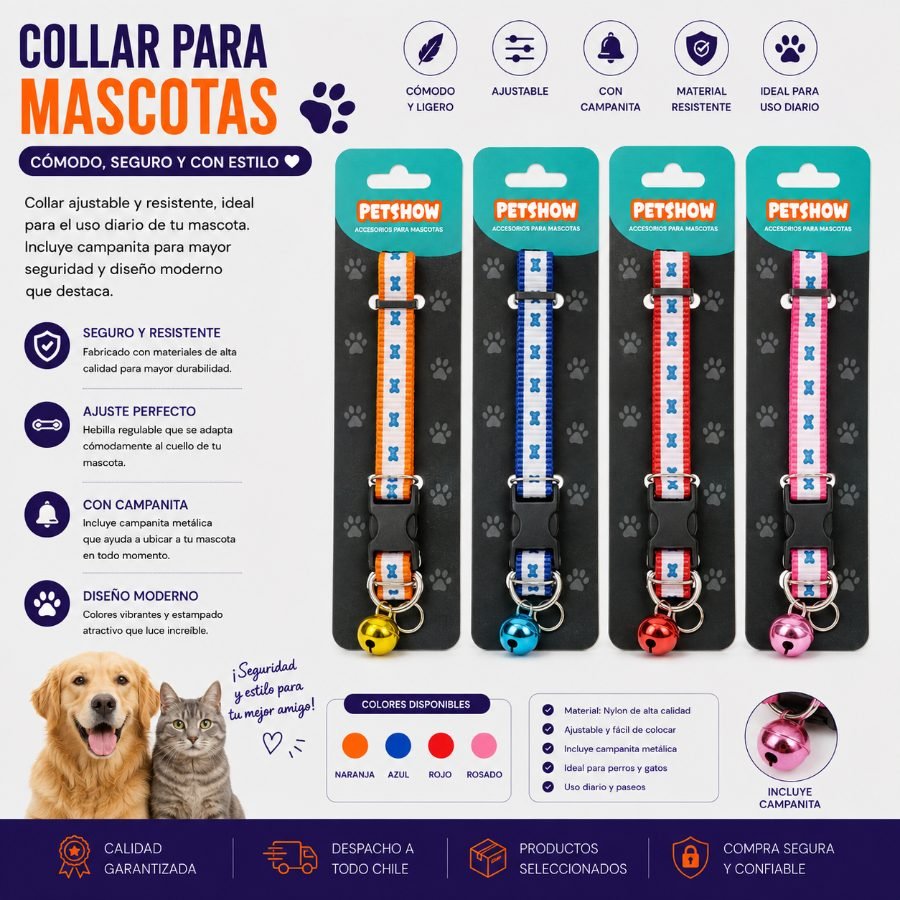 COLLAR PARA MASCOTAS 1,0 1 PZA por mayor en Chile