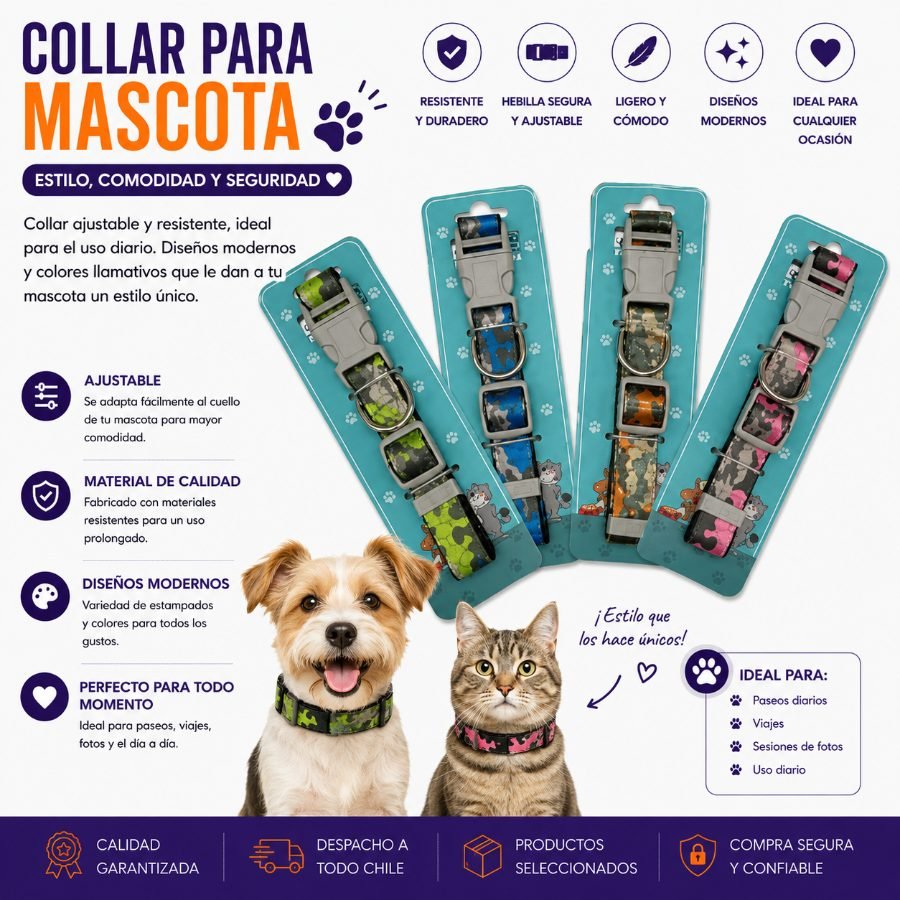 COLLAR PARA MASCOTA 1.5 1 PZA por mayor en Chile