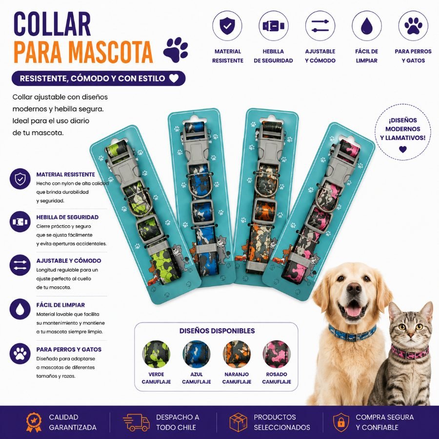 COLLAR PARA MASCOTA 2,5 1 PZA por mayor en Chile