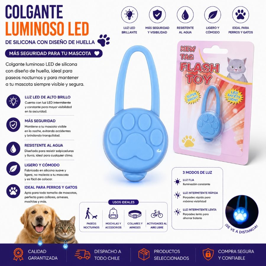 Colgante Luminoso LED de Silicona con Diseño de Huella 6,5 X 3,3 CM por mayor en Chile