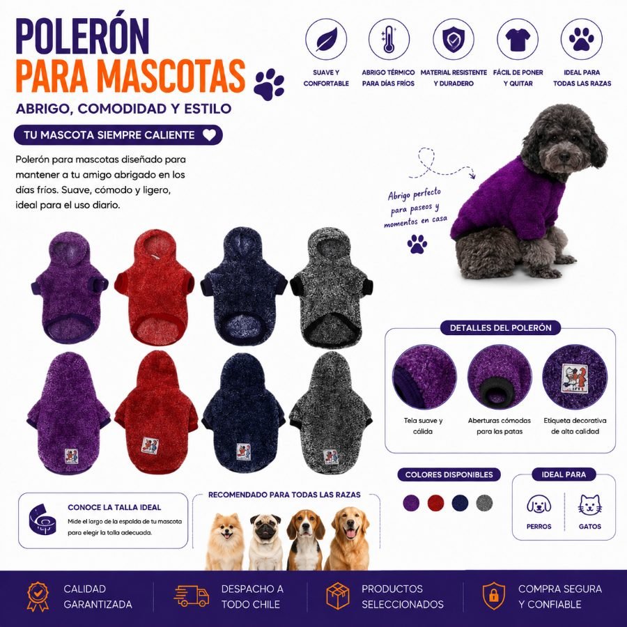 POLERON PARA MASCOTA 26 X 41 CM por mayor en Chile