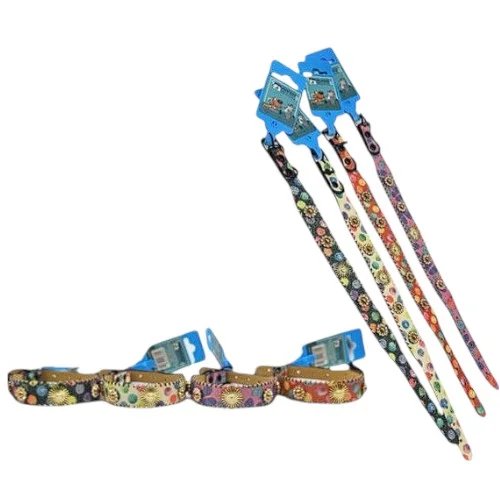 Collar decorativo para mascotas con estampado artístico, apliques metálicos de sol y engranajes con banda de 1.5 cm mayorista — imagen 2