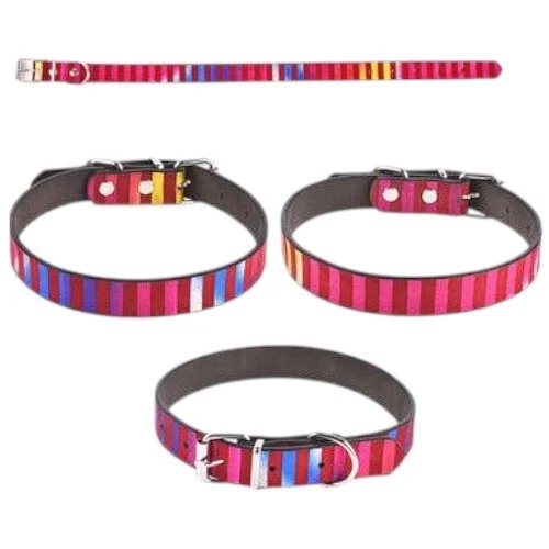 Collar para mascotas con estampado de rayas multicolor, herrajes de seguridad y banda de 1.5 cm mayorista — imagen 2