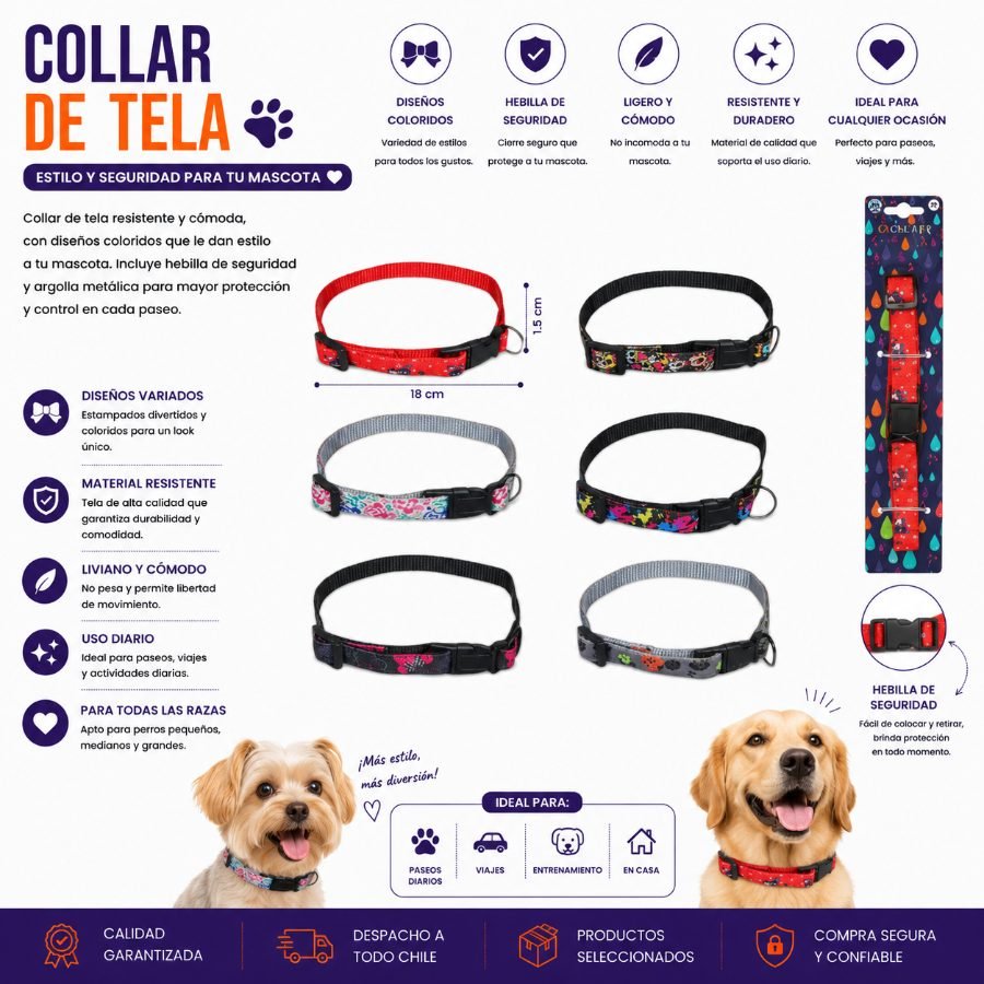COLLAR DE TELA 18 X 1,5 CM por mayor en Chile