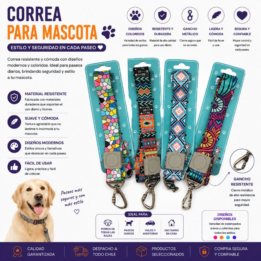 CORREA PARA MASCOTA 1,5 X 120 CM por mayor en Chile