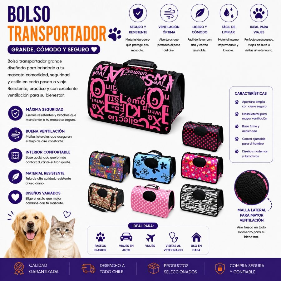 BOLSO TRANSPORTADOR GRANDE 1 Pza por mayor en Chile