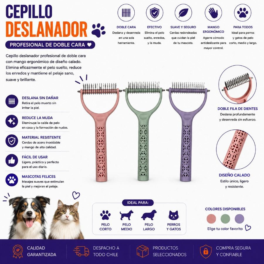 Cepillo Deslanador Profesional de Doble Cara con Mango Ergonómico de Diseño Calado 1 PZA por mayor en Chile