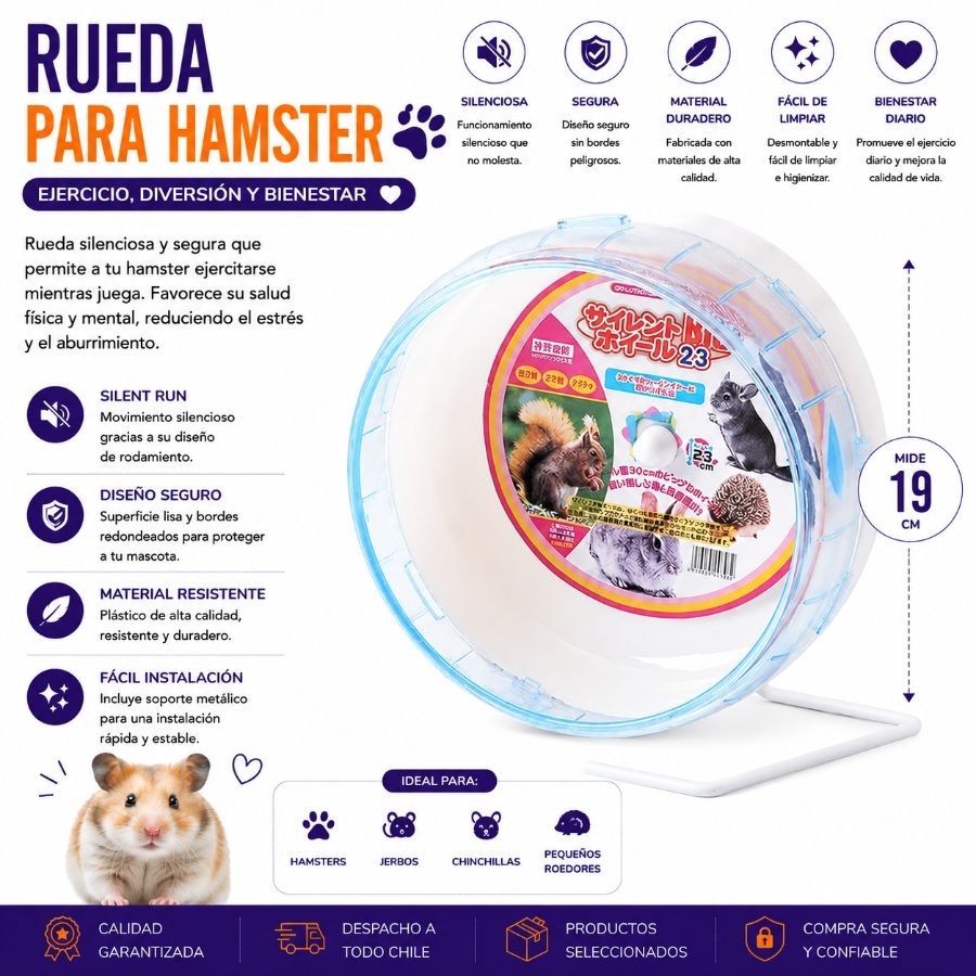 RUEDA PARA HAMSTER 19 CM por mayor en Chile