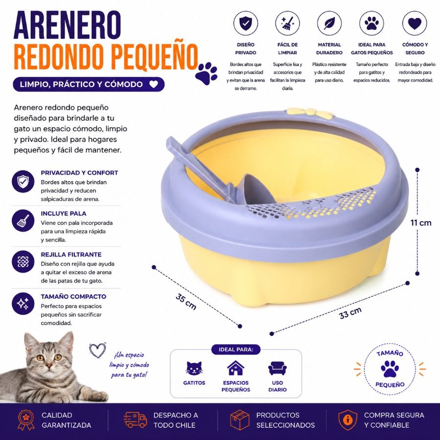 ARENERO REDONDO PEQUEÑO 35 X 33 X 11 CM por mayor en Chile