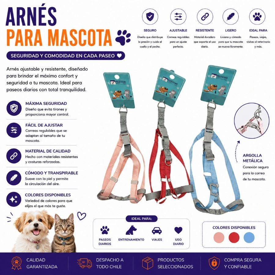 ARNES PARA MASCOTA 1.5 cm por mayor en Chile
