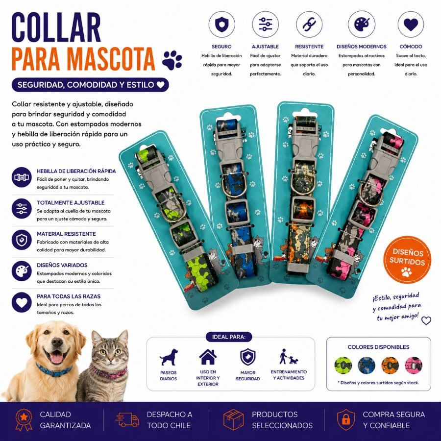 COLLAR PARA MASCOTA 2,0 1 PZA por mayor en Chile