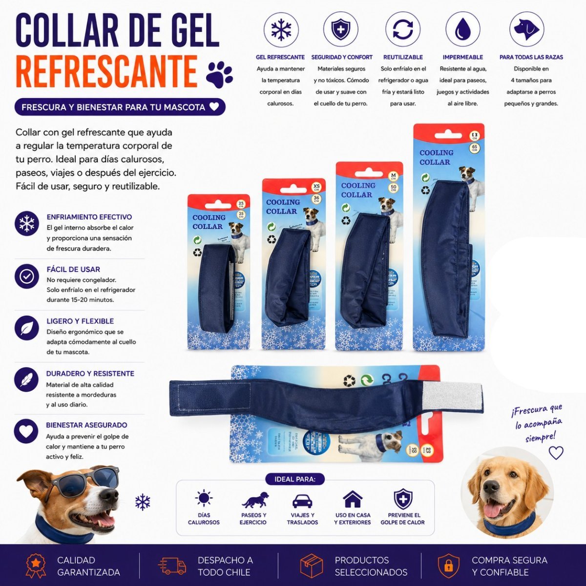 COLLAR DE GEL RESFRESCANTE TALLA S por mayor en Chile