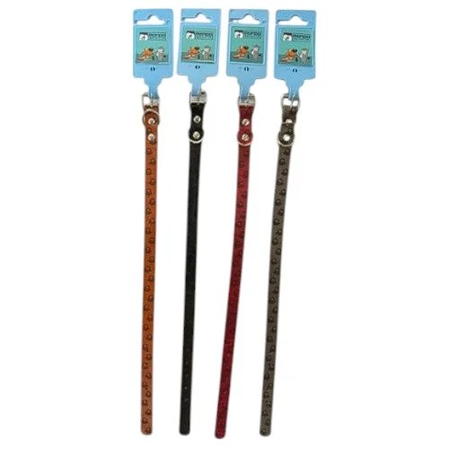 Collar de piel sintética para mascotas con estampado de huellas, herrajes metálicos y banda de 1.5 cm mayorista — imagen 2