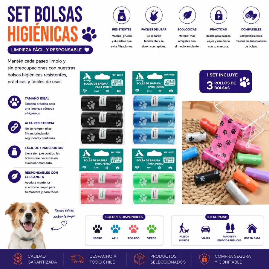 SET BOLSAS HIGIENICAS 3 PZA por mayor en Chile