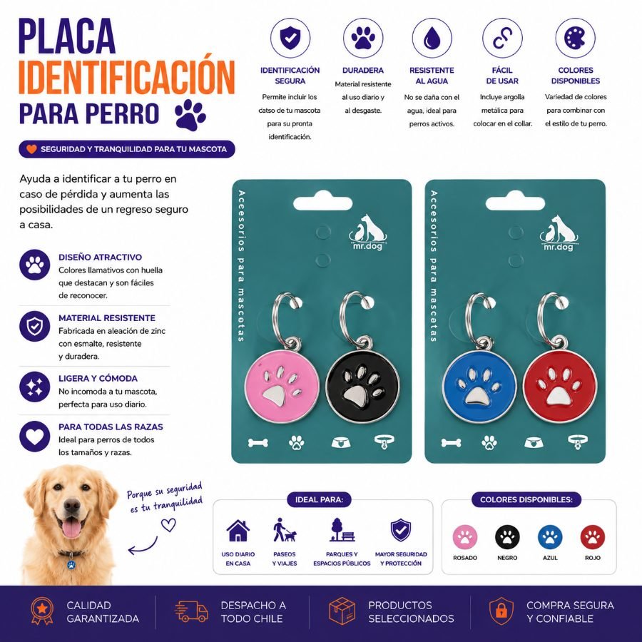 PLACA PARA PERRO 2 PZA por mayor en Chile