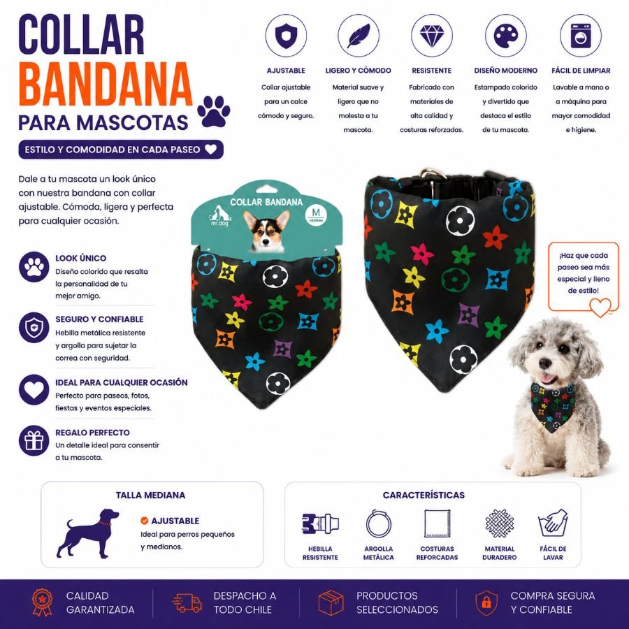 COLLAR BANDANA MEDIANA TALLA M por mayor en Chile