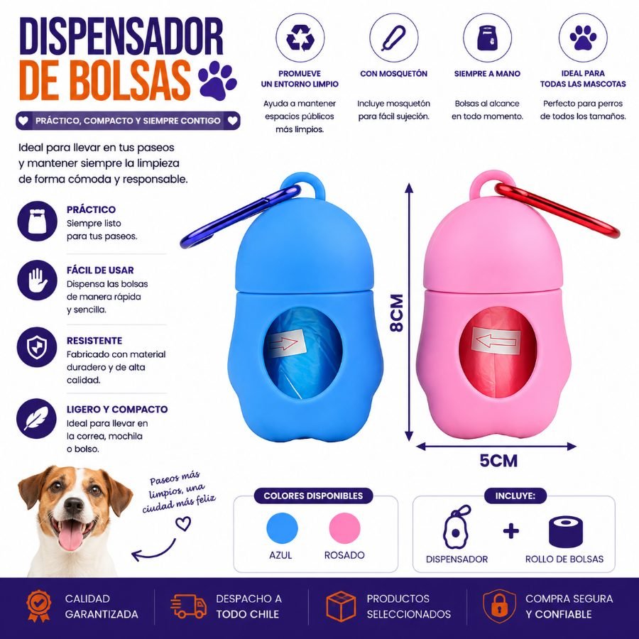DISPENSADOR BOLSA 5 X 8 CM por mayor en Chile