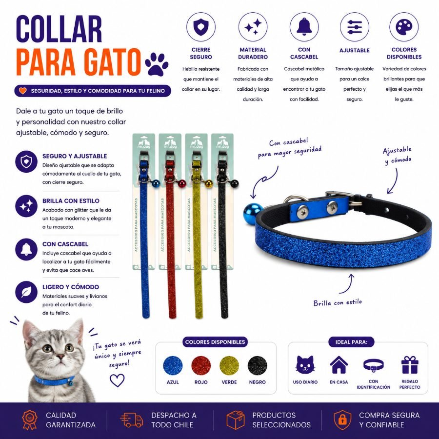 COLLAR PARA GATO 1,0 1 PZA por mayor en Chile