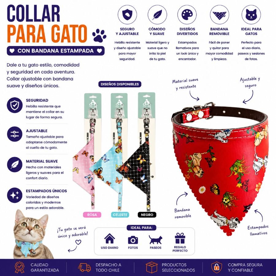 COLLAR PARA GATO 1,0 1 PZA por mayor en Chile